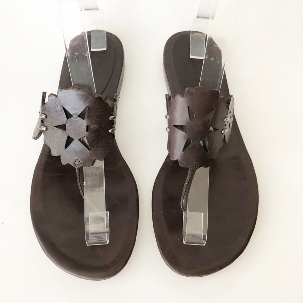 Vera Wang Lavender Floral Cutout Leather Sandal